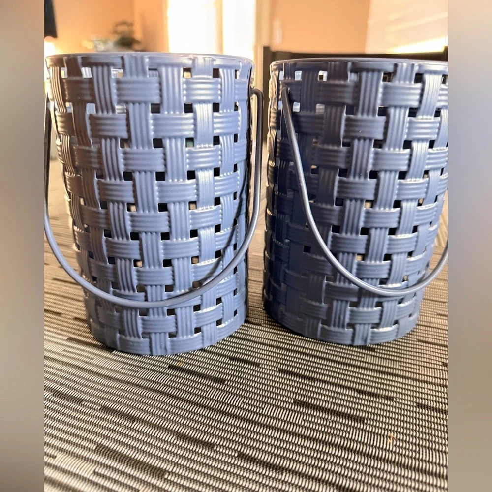 Ashland Woven Metal Baskets in Mustard Yellow and Slate Blue